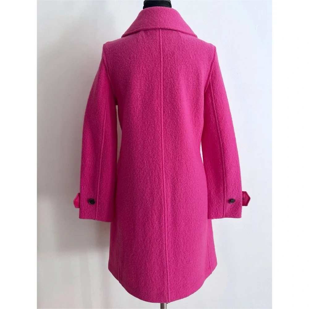 NWT J. CREW Lady Coat in Italian Boiled Wool Fuchsia Pink Peacoat J Crew 0​ - Picture 7 of 12